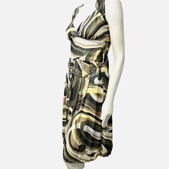 Jake*s Camo Swirl Halter Knee Length Dress Size Medium - Picture 3 of 13